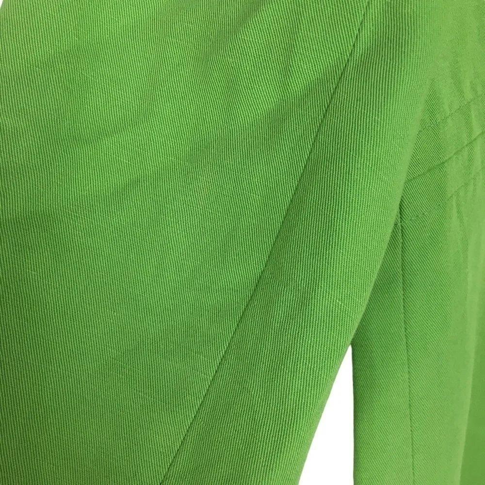TALBOTS Blazer Jacket Linen Neon Green Peter Pan Collar Solid Petite Size 8P